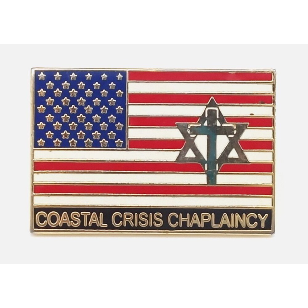 Coastal Crisis Chaplaincy SC Lapel Pin American Flag Gold Tone Metal Enamel
